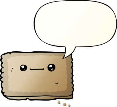 bir insan tarafından çizilmiş düzgün eğimli konuşma baloncuklu çizgi film bisküvisi