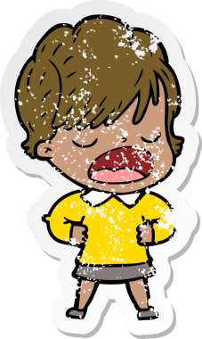 Bir insan tarafından çizilmiş karikatür kadının sıkıntılı çıkartması.