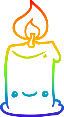 gökkuşağı gradyan çizgisi bir insan tarafından çizilmiş bir mum karikatürü