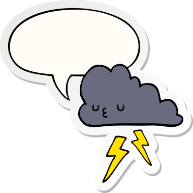 Bir insan tarafından çizilmiş konuşma balonu çıkartmalı karikatür fırtına bulutu.