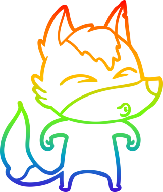 Gökkuşağı gradyan çizgi çizimi bir insan tarafından çizilmiş bir kurt çizgi filmi.