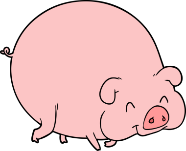 Bir insan tarafından çizilmiş çizgi film domuzu.