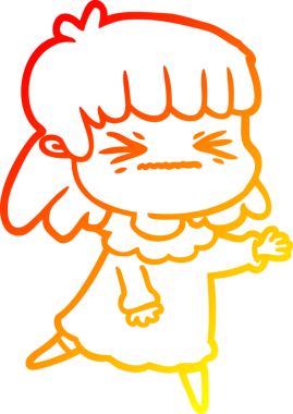 Bir insan tarafından çizilmiş kızgın bir kızın sıcak çizgi çizimi