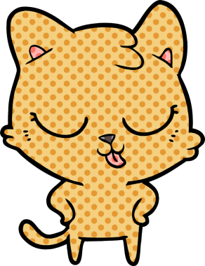 Bir insan tarafından çizilmiş çizgi film kedisi.