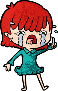 Bir insan tarafından çizilmiş ağlayan çizgi film kızı.