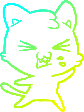 Bir insan tarafından çizilen çizgi film kedisinin soğuk gradyan çizimi