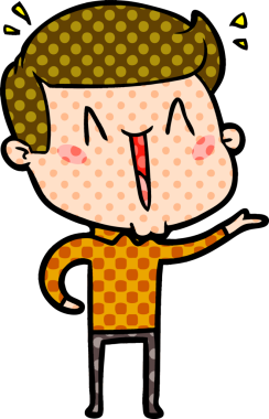 Bir insan tarafından çizilmiş heyecanlı bir çizgi film.