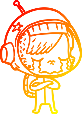 Bir insan tarafından çizilmiş, ağlayan astronot bir kızın sıcak çizgi çizimi