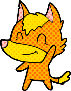 Bir insan tarafından çizilmiş tilki çizgi film karakteri