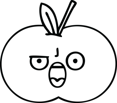 Bir insan tarafından çizilmiş kırmızı elma çizimi.