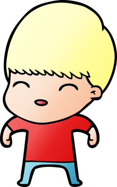 Bir insan tarafından çizilmiş mutlu çizgi film çocuğu.