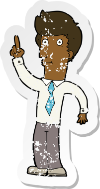 Bir insan tarafından çizilmiş, karikatür dostu bir adamın gerilimli retro yapıştırması.