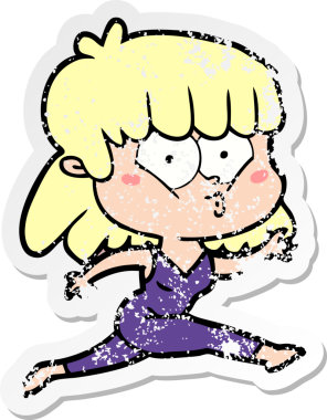 Bir insan tarafından çizilen karikatür kadının sıkıntılı çıkartması.