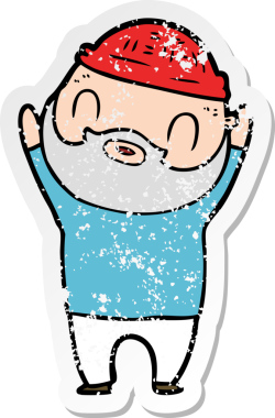 Bir insan tarafından çizilmiş sakallı bir adamın sıkıntılı çıkartması.