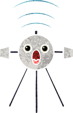 Bir insan tarafından çizilmiş bir uydunun retro çizim tarzı karikatürü