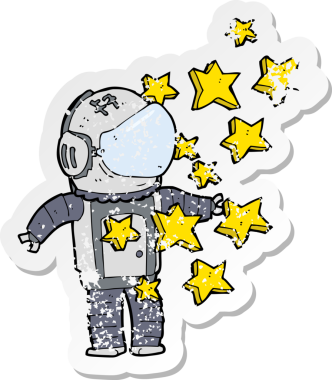 Bir insan tarafından çizilmiş bir uzay adamının gerilimli çıkartması.