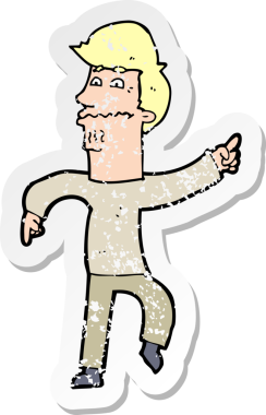 Bir insan tarafından çizilmiş endişeli bir çizgi filmin gerilimli çıkartması.