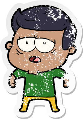 Bir insan tarafından çizilmiş yorgun bir çizgi filmin sıkıntılı çıkartması.