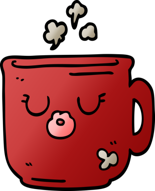 Bir insan tarafından çizilmiş sıcak kahve fincanı.