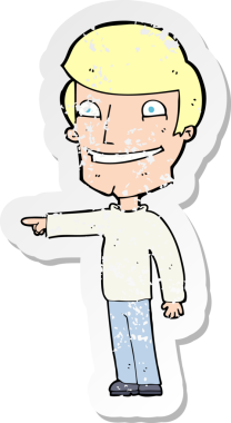 Bir insan tarafından çizilmiş mutlu bir adamın çizdiği karikatür yapıştırması.