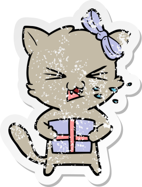 Bir insan tarafından çizilmiş karikatür bir kedinin sıkıntılı çıkartması.