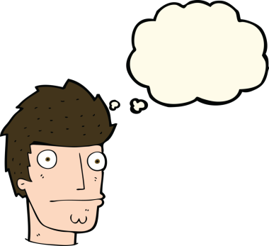 Bir insan tarafından çizilmiş düşünce baloncuğu olan sinirli bir adam.