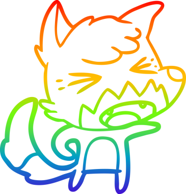 Bir insan tarafından çizilmiş kızgın bir tilkinin gökkuşağı gradyanı çizimi