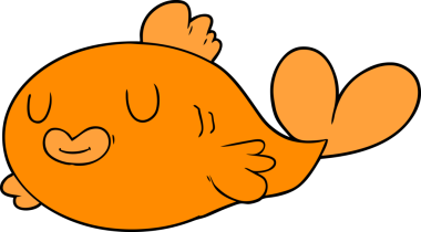 Bir insan tarafından çizilmiş mutlu karikatür balığı