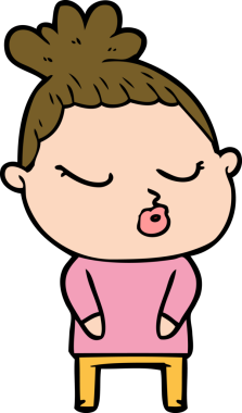 Bir insan tarafından çizilmiş sakin bir kadın çizgi filmi.