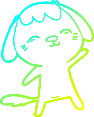 Bir insan tarafından çizilmiş mutlu çizgi film köpeğinin soğuk gradyan çizimi