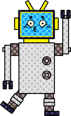 bir insan tarafından çizilmiş bir robotun çizgi roman tarzı