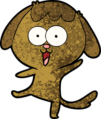 Bir insan tarafından çizilmiş şirin bir çizgi film köpeği.