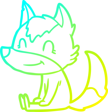 Bir insan tarafından çizilmiş dost canlısı bir kurt çizgi çizimi.