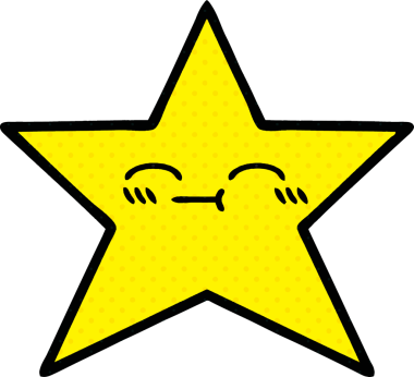 Bir insan tarafından çizilmiş bir altın yıldızın çizgi filmi.