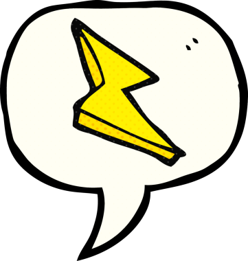 Bir insan tarafından çizilmiş serbest çizilmiş çizgi roman konuşma balonu karikatürü yıldırım karalaması.