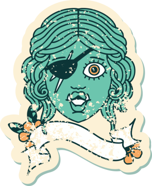 Retro Dövme Biçimli Ork karakteri bir insan tarafından çizilmiş