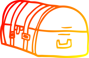 Bir insan tarafından çizilmiş bir karikatür seyahat sandığının sıcak çizgi çizimi