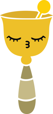 Bir insan tarafından çizilmiş okul çanının düz renkli retro karikatürü