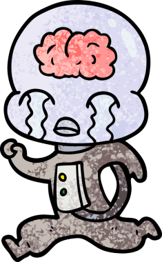 Bir insan tarafından çizilmiş koca beyinli bir uzaylı ağlaması.