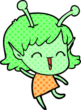 Bir insan tarafından çizilmiş uzaylı kız.