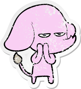 Bir insan tarafından çizilmiş kızgın bir fil çıkartması.