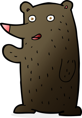 Bir insan tarafından çizilmiş siyah ayı sallayan çizgi film.