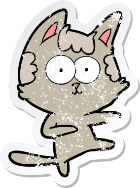 Bir insan tarafından çizilmiş dans eden bir kedinin sıkıntılı çıkartması.