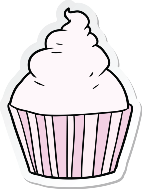 Bir insan tarafından çizilmiş bir karikatür fincan kekinin etiketi.