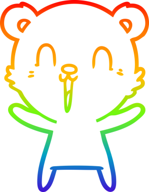 Bir insan tarafından çizilmiş mutlu bir kutup ayısının gökkuşağı gradyanı çizimi