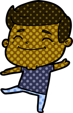 Bir insan tarafından çizilmiş mutlu çizgi film adamı.