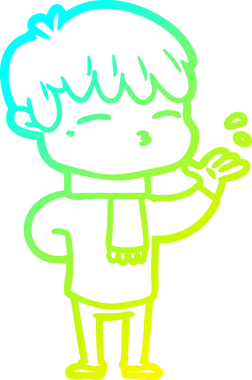 Bir çizgi film karakteri çizen soğuk gradyan bir insan tarafından çizilmiş meraklı çocuk.