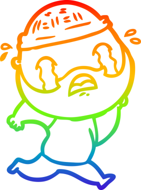 Bir insan tarafından çizilmiş ağlayan sakallı bir adamın çizimi.