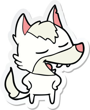 Bir insan tarafından çizilmiş bir kurt çizgi filminin çıkartması.