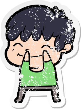 Bir insan tarafından çizilmiş mutlu bir çocuğun sıkıntılı çıkartması.